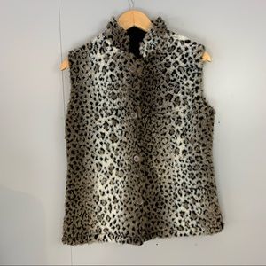 Coldwater Creek Faux Fur Cougar Vest Button Small